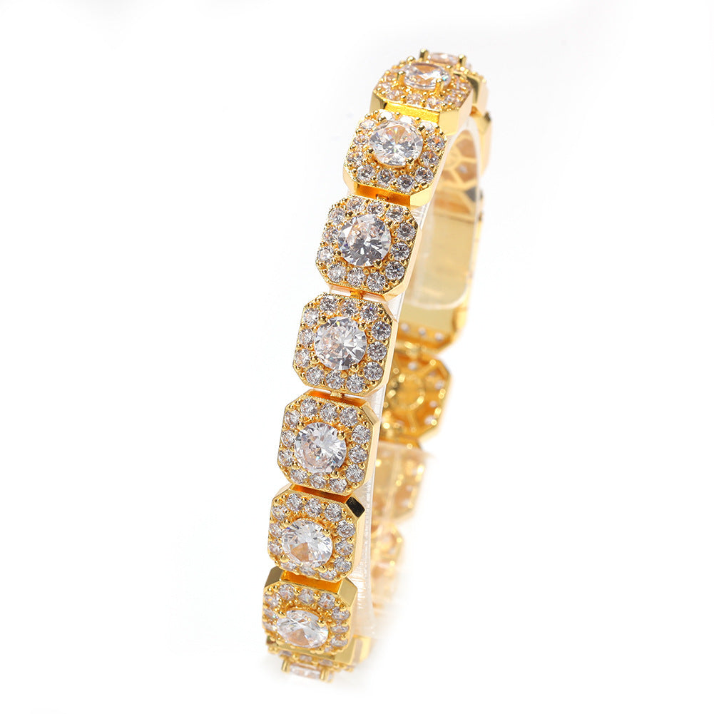 Hip-hop micro-inlaid zircon 12.5mm rock candy bracelet