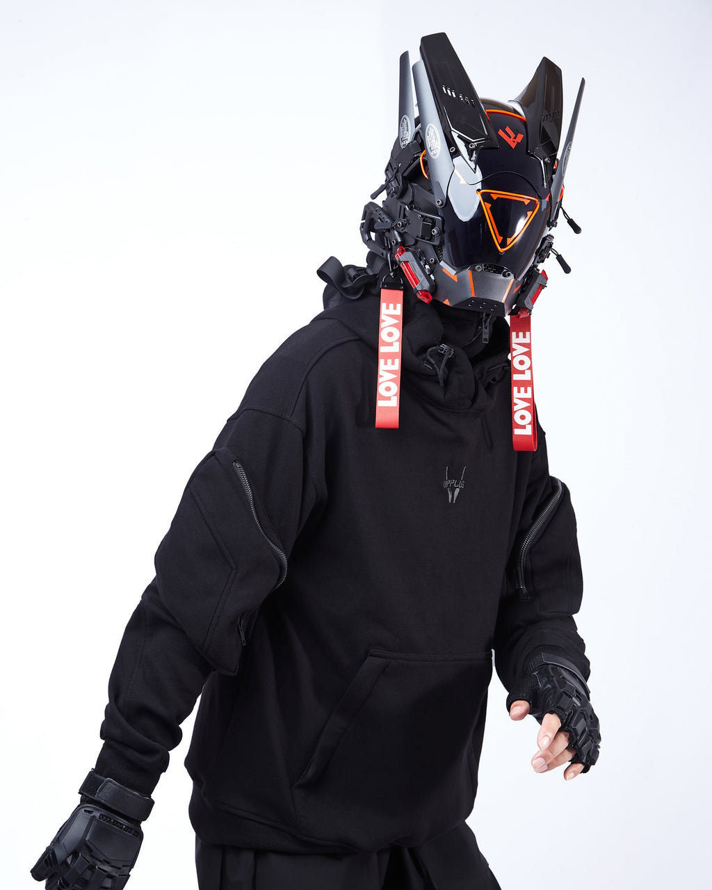Niepce Menace Tech Hoodie featuring a modern design with a hood, front pocket, and sleek fabric in black.