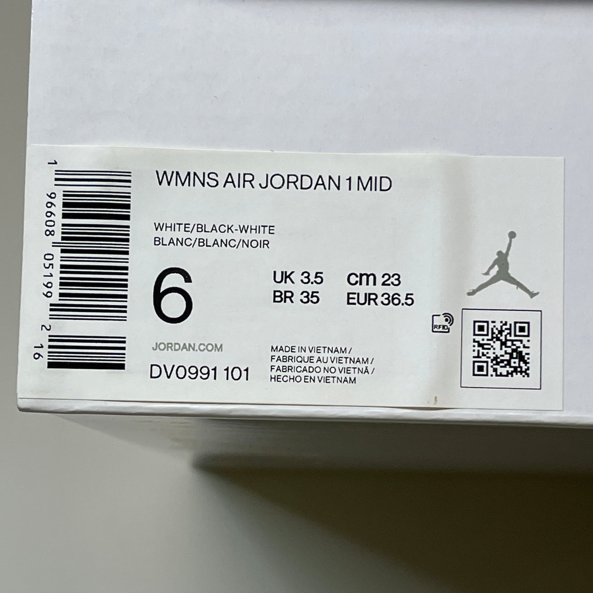 Nike Air Jordan 1 Mid Panda women's sneaker in black and white with stylish design, size 6, brand PayWut.