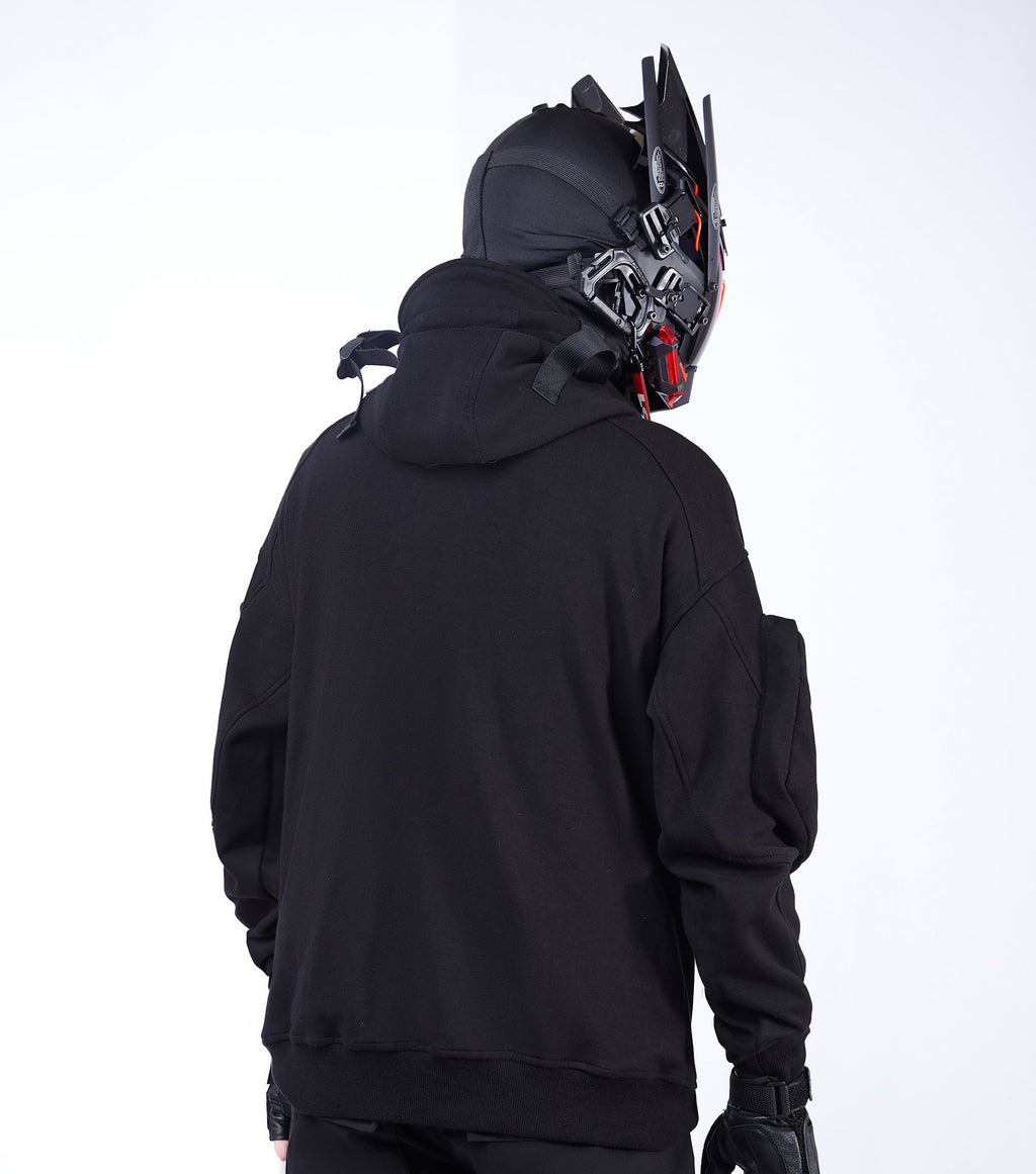 Men's Niepce Menace Tech Hoodie in black with logo details, featuring a modern athletic fit and drawstring hood.