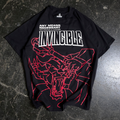 Black Battle Beast Line Art Series T-shirt by Any Means Necessary Clothing, front view showing detailed line art design.