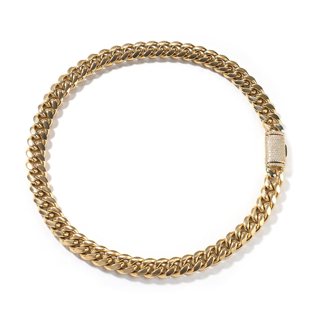 Hip-hop zircon stainless steel necklace featuring sparkling zircon stones, stylish jewelry piece by nowadaysfashion.