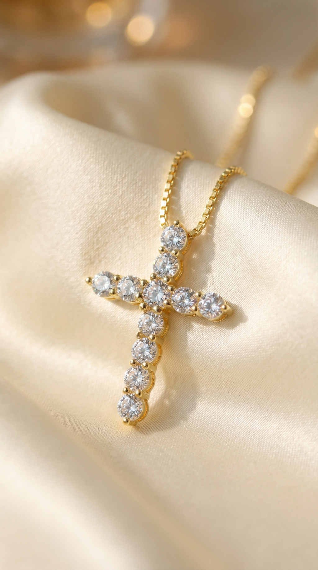 Silver Bella Pavé Cross Pendant with sparkling stones, religious jewelry from The M Jewelers, featuring detailed craftsmanship.