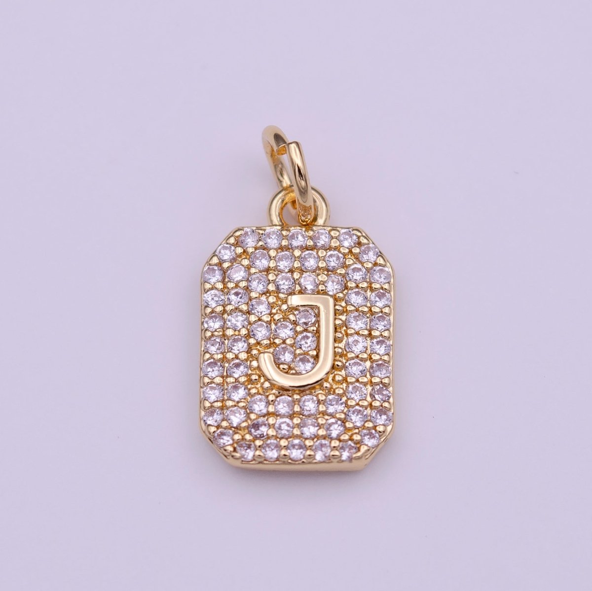 Clear Micro Paved CZ Initial Alphabet Gold Tag Charm A-279-A-291