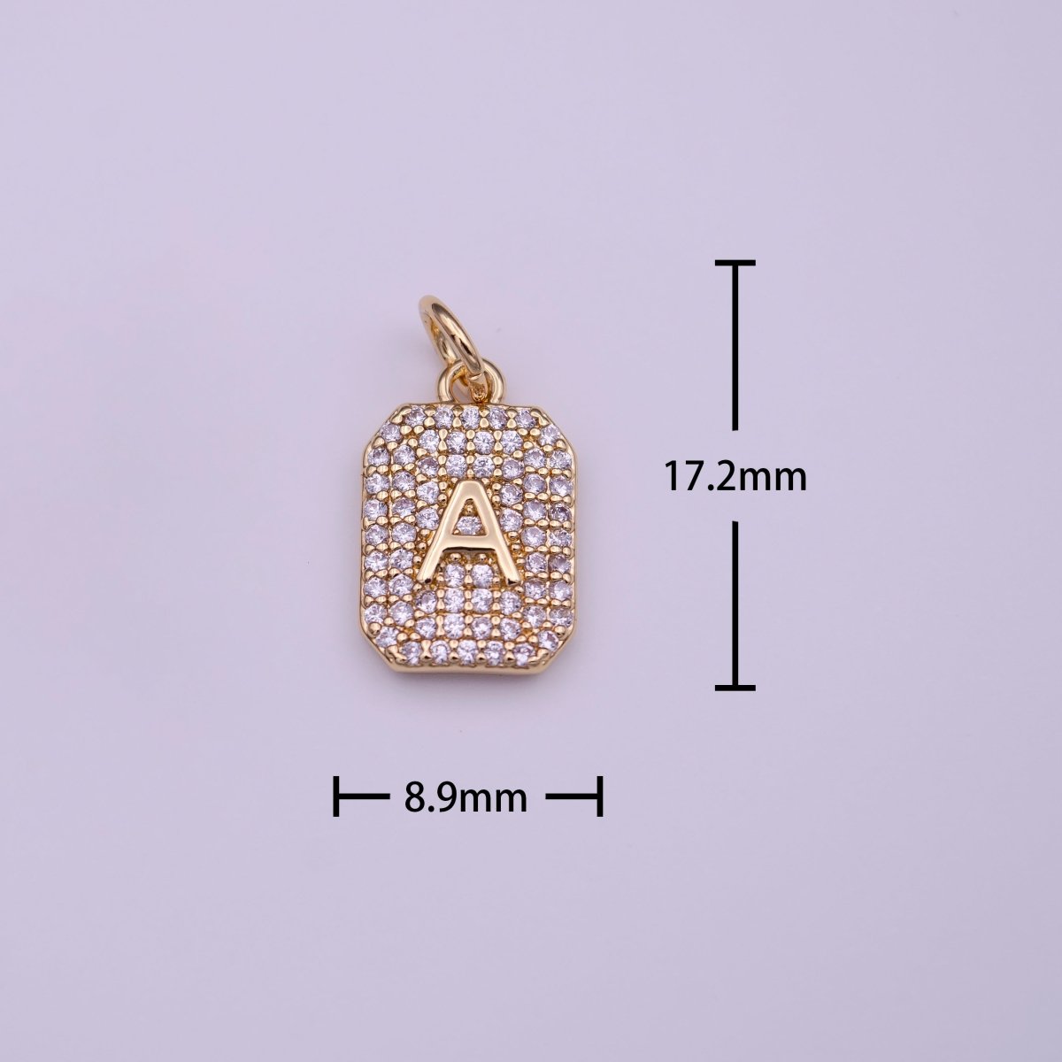 Clear Micro Paved CZ Initial Alphabet Gold Tag Charm A-279-A-291