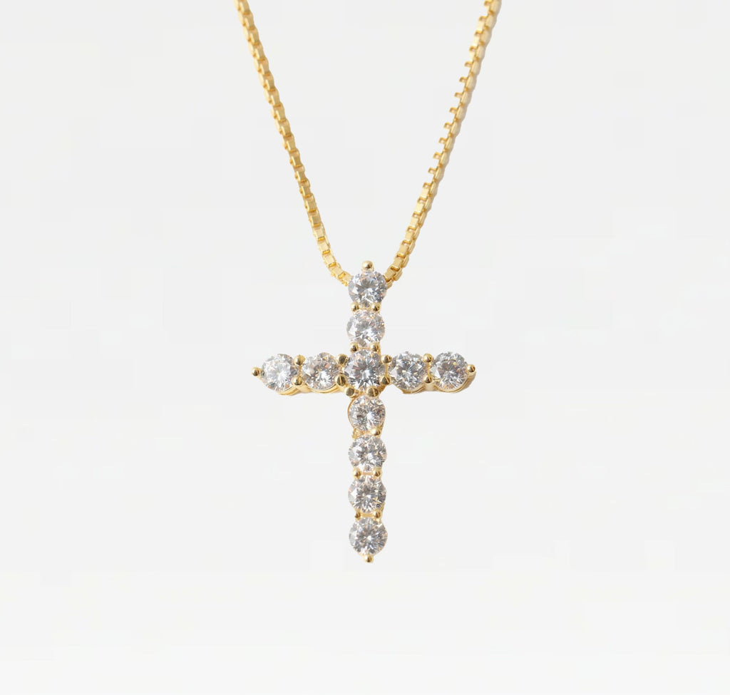 Silver Bella Pavé Cross Pendant, religious jewelry from The M Jewelers, featuring sparkling pavé detailing and a classic cross design.